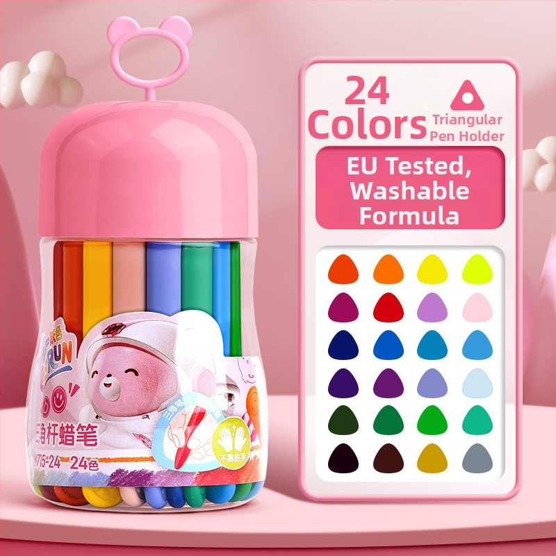 Deli HM715 Plastové voskové ceruzky – guľatý hrot, plastové telo, séria Mengyi Aerospace, pre detské umenie