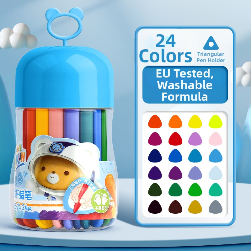 Deli HM715 Plastové voskové ceruzky – guľatý hrot, plastové telo, séria Mengyi Aerospace, pre detské umenie