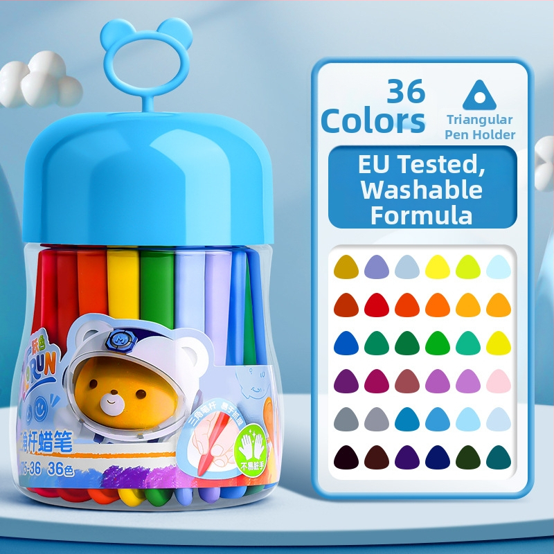 Deli HM715 Plastové voskové ceruzky – guľatý hrot, plastové telo, séria Mengyi Aerospace, pre detské umenie