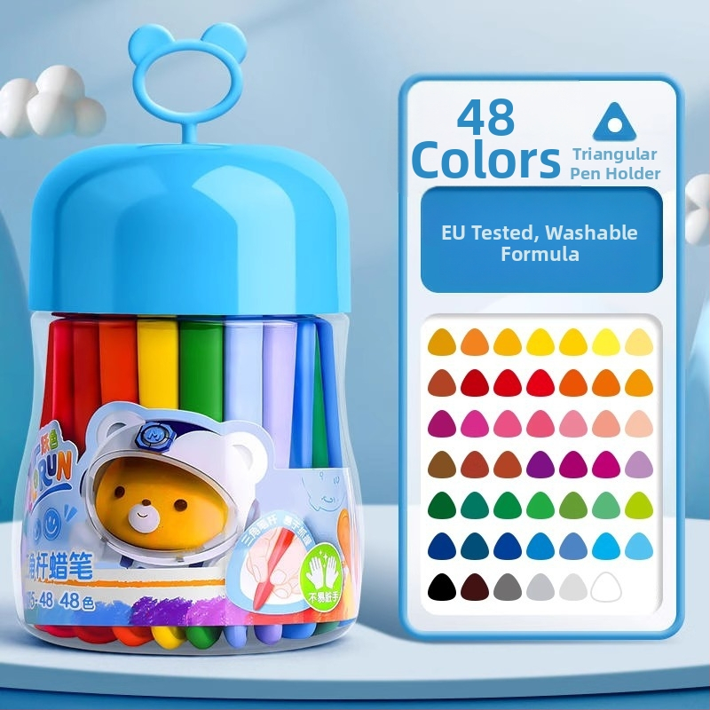 Deli HM715 Plastové voskové ceruzky – guľatý hrot, plastové telo, séria Mengyi Aerospace, pre detské umenie