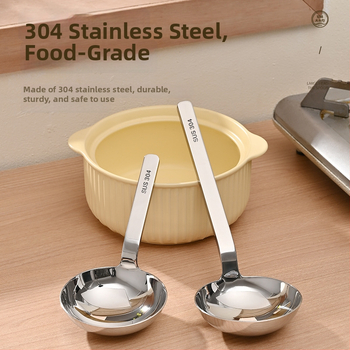 Sriubos šaukštas su trumpu koteliu, stora galva, 304 nerūdijančio plieno, dvigubo naudojimo, veidrodinis poliravimas