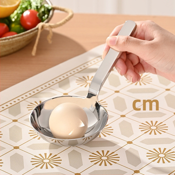 Sriubos šaukštas su trumpu koteliu, stora galva, 304 nerūdijančio plieno, dvigubo naudojimo, veidrodinis poliravimas