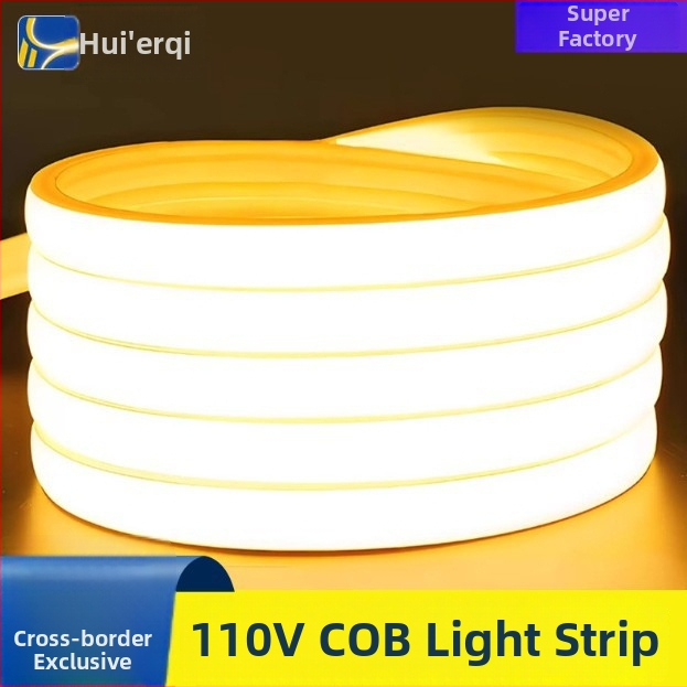Vonkajšia vodotesná LED pásika 110V, samolepiaca COB mäkká lineárna páska, 288 LED, CRI ≥98, biela / teplá biela / teplá žltá