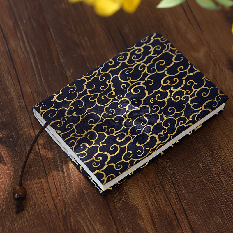 Copertă de carte din pânză, cu broderie florală bronzată, realizată manual, reglabilă pentru caiet