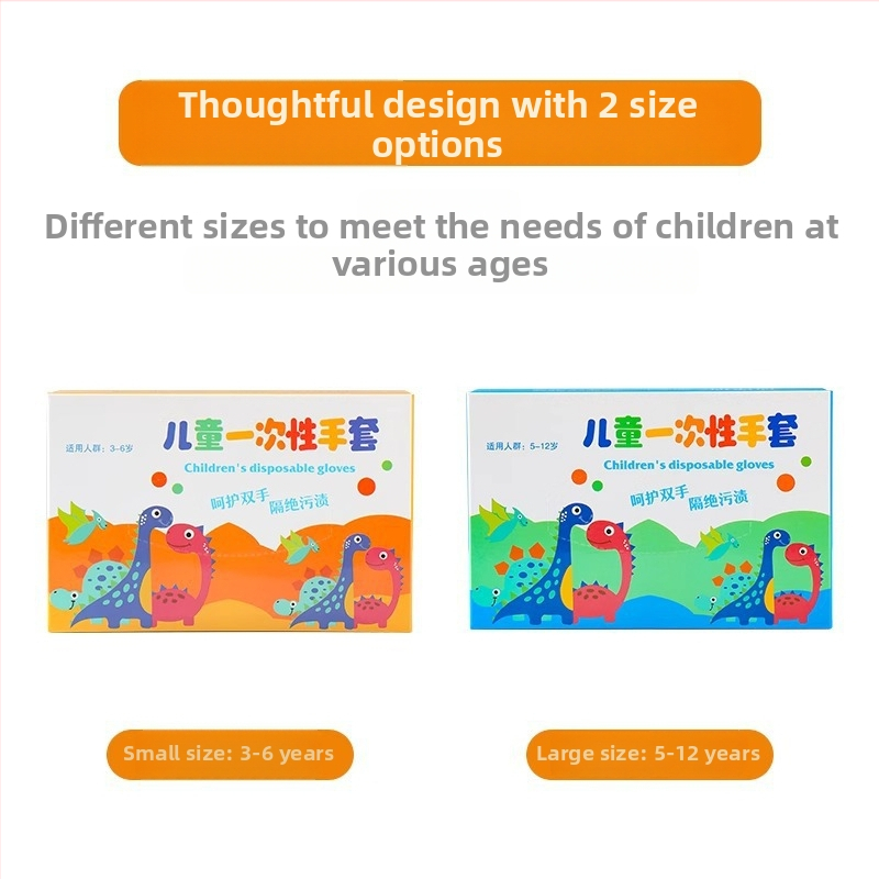 Bērnu vienreizējās PE cimdi, atsevišķi iepakoti, pārtikas kvalitātes, caurspīdīgi, 0,01 mm biezums, mājas lietošanai