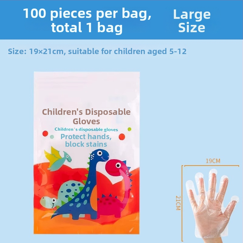 Vaikų vienkartinės PE pirštinės, atskirai supakuotos, maisto kokybės, skaidrios, 0,01 mm storis, namų naudojimui