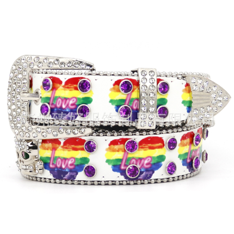 Pojas od PU kože s otiskom leptira, kopča od legure s pinom, širina 2-4 cm, ukrašena rhinestones, ručna izrada