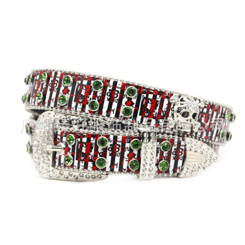 Pojas od PU kože s otiskom leptira, kopča od legure s pinom, širina 2-4 cm, ukrašena rhinestones, ručna izrada