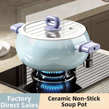 Sriubų puodas iš plono geležies su nelipniu danga, 5 L talpa, stiklinis dangtis, viengubas dugnas, universalus viryklės suderinamumas