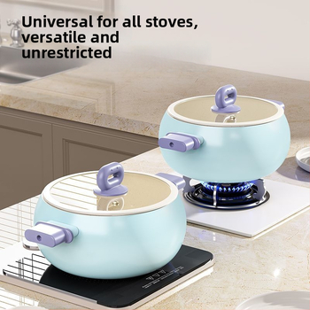 Sriubų puodas iš plono geležies su nelipniu danga, 5 L talpa, stiklinis dangtis, viengubas dugnas, universalus viryklės suderinamumas