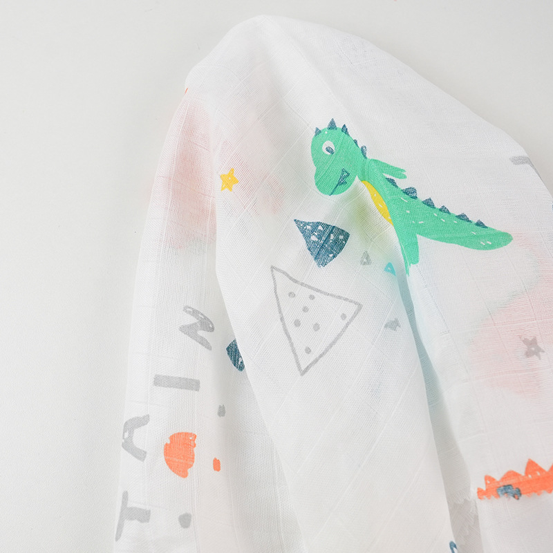 Pijamale bebe – țesătură din tifon dublu-strat, 70% fibră de bambus și 30% bumbac, imprimeu