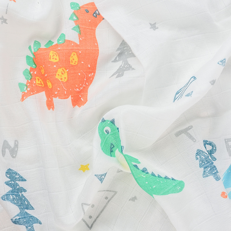 Pijamale bebe – țesătură din tifon dublu-strat, 70% fibră de bambus și 30% bumbac, imprimeu