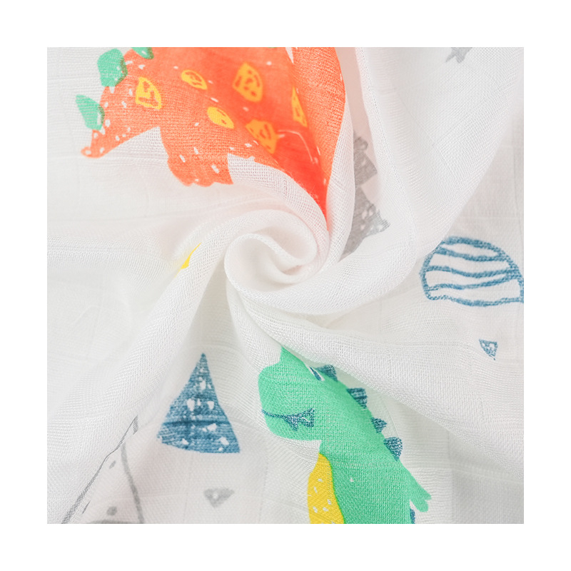 Pijamale bebe – țesătură din tifon dublu-strat, 70% fibră de bambus și 30% bumbac, imprimeu