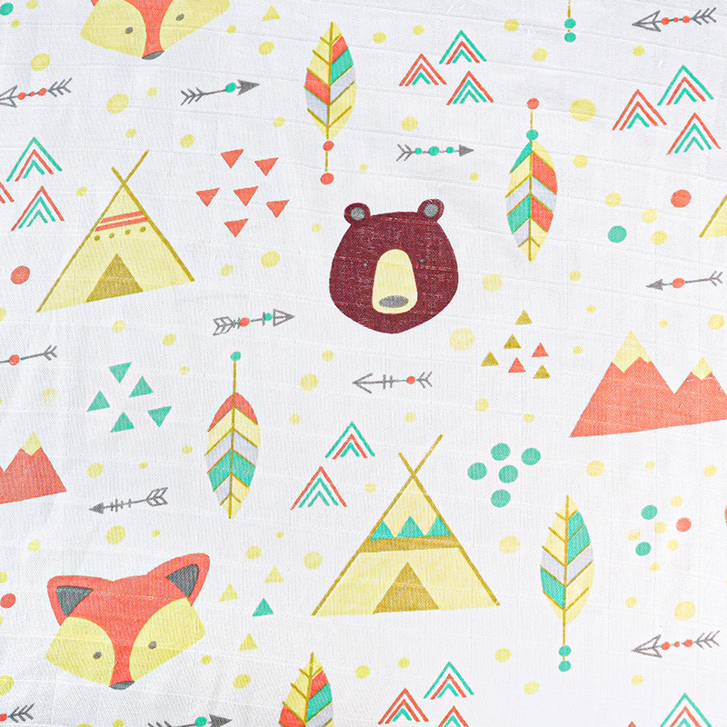 Pijamale bebe – țesătură din tifon dublu-strat, 70% fibră de bambus și 30% bumbac, imprimeu