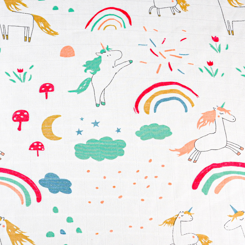 Pijamale bebe – țesătură din tifon dublu-strat, 70% fibră de bambus și 30% bumbac, imprimeu