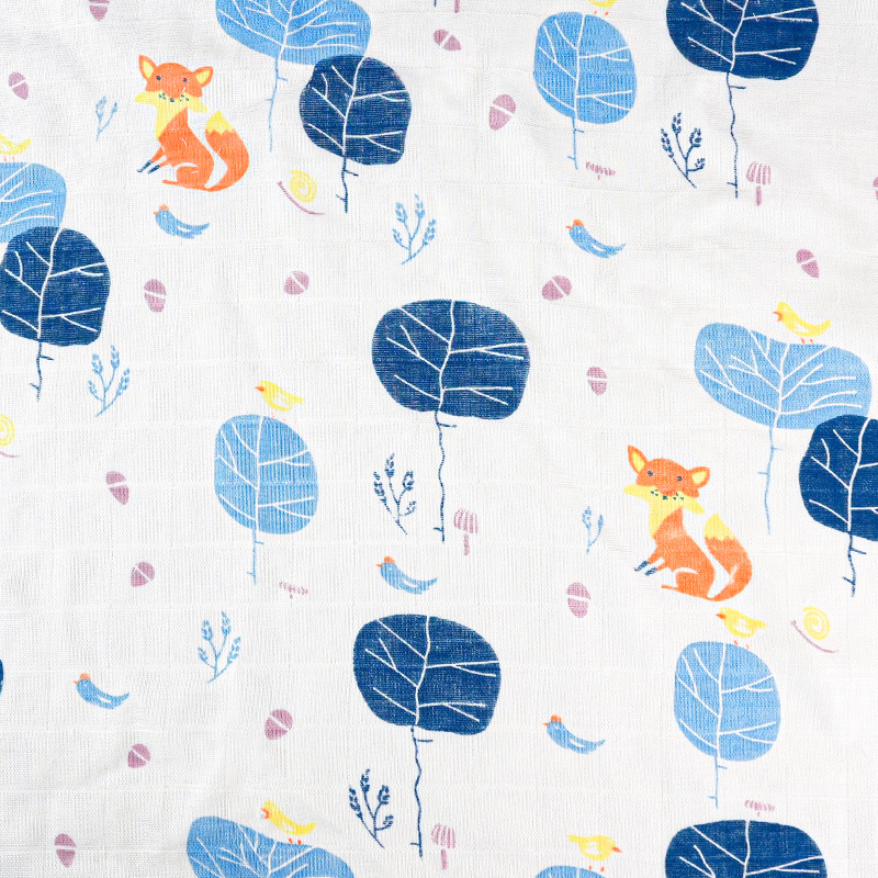 Pijamale bebe – țesătură din tifon dublu-strat, 70% fibră de bambus și 30% bumbac, imprimeu