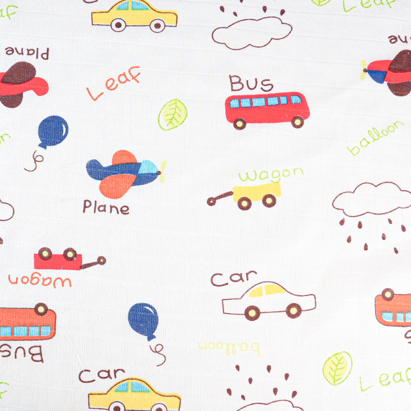 Pijamale bebe – țesătură din tifon dublu-strat, 70% fibră de bambus și 30% bumbac, imprimeu