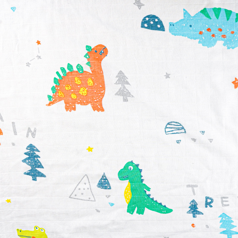 Pijamale bebe – țesătură din tifon dublu-strat, 70% fibră de bambus și 30% bumbac, imprimeu