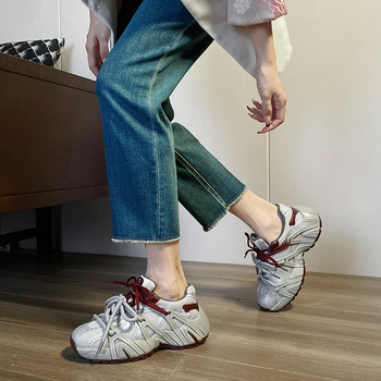 Naiste kingad nahast ja kangast ülaosaga, Lycra vooder, paks talla, libisemiskindel kummist välis talla