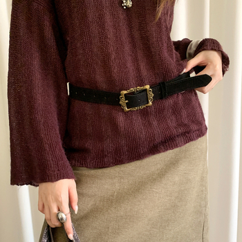 PU odinė juosta su cinko lydinio sagtimi, užsegimas su smeigtuku, pločio daugiau nei 4 cm, universalus stilius, žiemos leidimas 2025