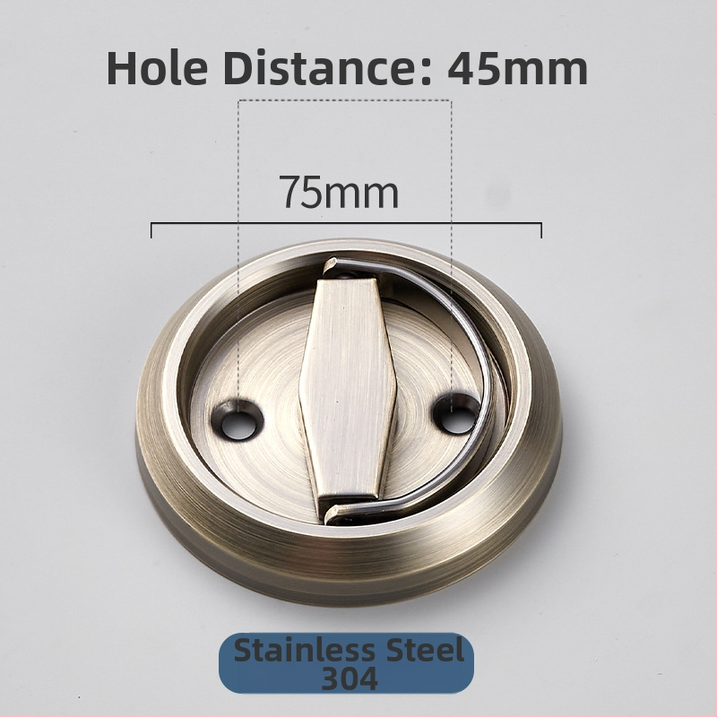 Брава за врати с пръстен за дърпане, от 304 неръждаема стомана, модел MC-LH, за дървени, плъзгащи и скрити врати