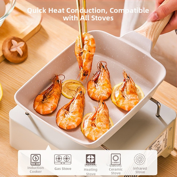 Tava za prženje – nepreklizavajuća, japanski stil, aluminijska legura, za pržena jaja, 0,6 kg