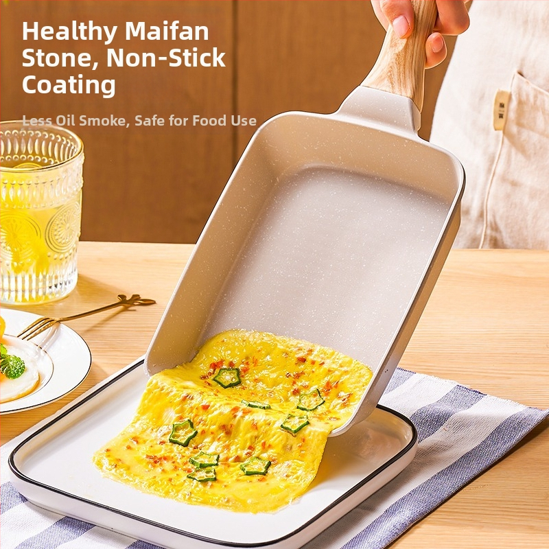 Tava za prženje – nepreklizavajuća, japanski stil, aluminijska legura, za pržena jaja, 0,6 kg