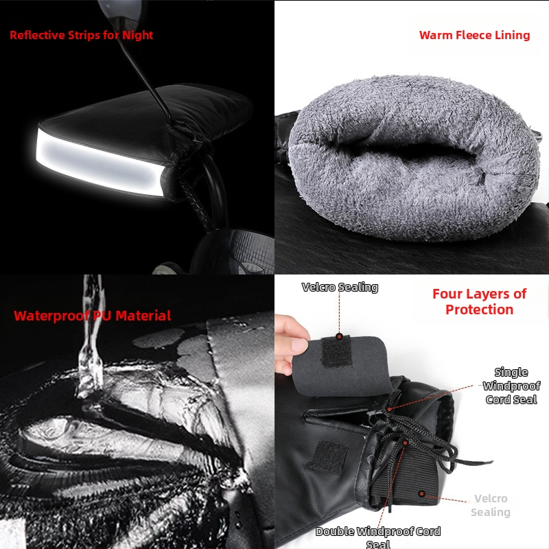 Elektrilise mootorratta käepideme kate, talveks soe, veekindel ja tuulekindel, paksendatud külma jaoks, universaalne sobivus