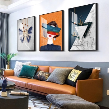 Hárompaneles falikép, absztrakt, keretezett, PS keret, kristályfilmes vászon