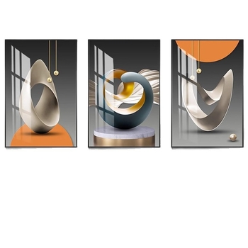 Hárompaneles falikép, absztrakt, keretezett, PS keret, kristályfilmes vászon
