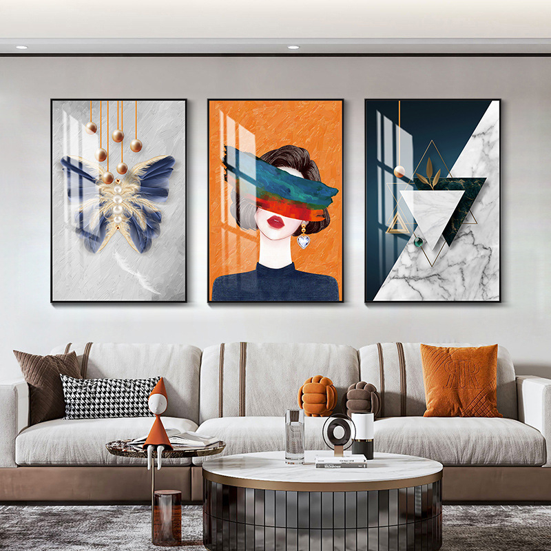 Hárompaneles falikép, absztrakt, keretezett, PS keret, kristályfilmes vászon