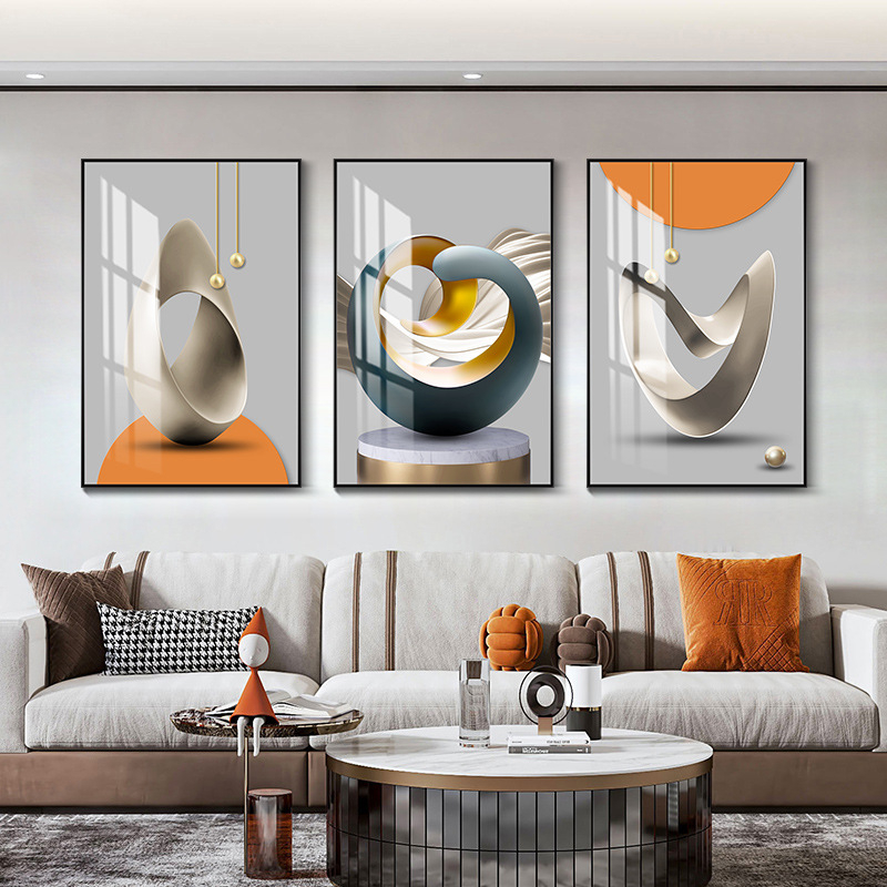 Hárompaneles falikép, absztrakt, keretezett, PS keret, kristályfilmes vászon