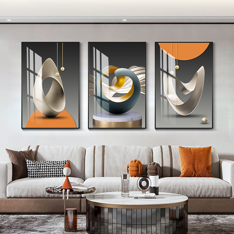 Hárompaneles falikép, absztrakt, keretezett, PS keret, kristályfilmes vászon