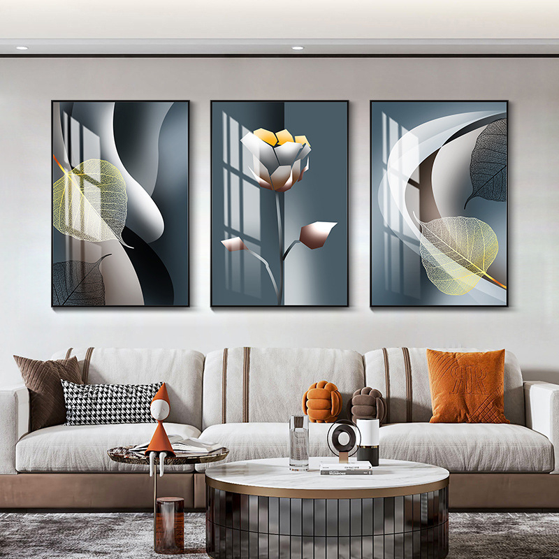 Hárompaneles falikép, absztrakt, keretezett, PS keret, kristályfilmes vászon