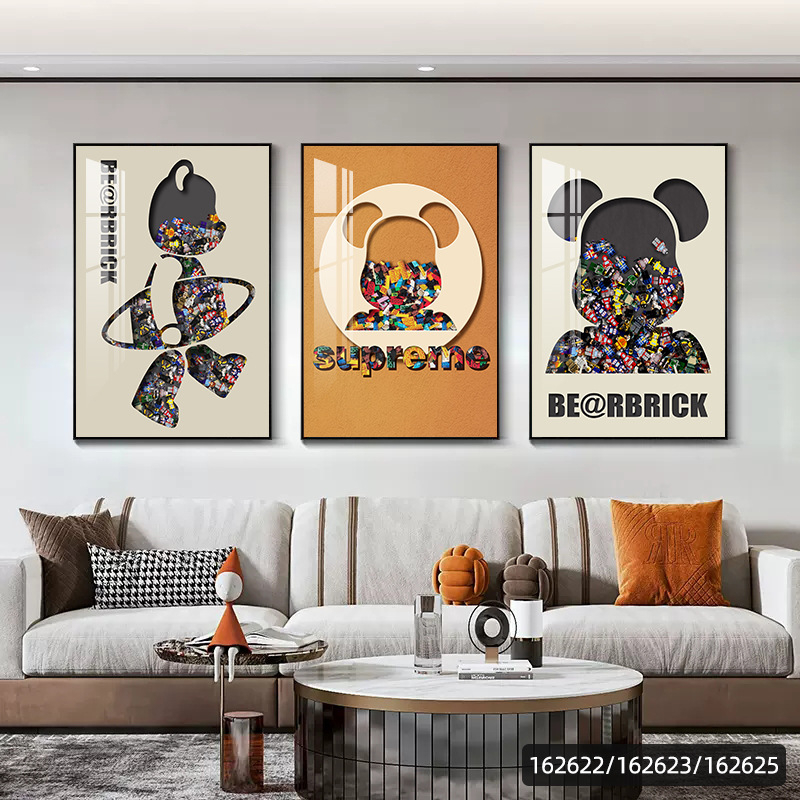 Hárompaneles falikép, absztrakt, keretezett, PS keret, kristályfilmes vászon