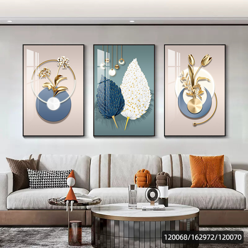 Hárompaneles falikép, absztrakt, keretezett, PS keret, kristályfilmes vászon