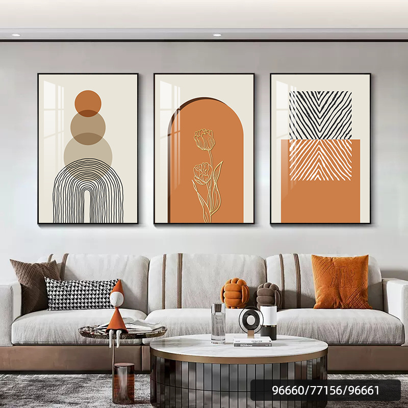 Hárompaneles falikép, absztrakt, keretezett, PS keret, kristályfilmes vászon