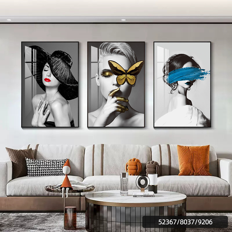 Hárompaneles falikép, absztrakt, keretezett, PS keret, kristályfilmes vászon