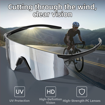 Be rėmeliai dviračių akiniai - ultralengvi, vėjo atsparūs, UV apsauga, TR90 medžiaga, model KN17-26