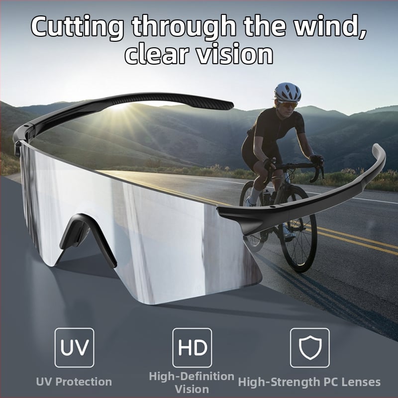 Be rėmeliai dviračių akiniai - ultralengvi, vėjo atsparūs, UV apsauga, TR90 medžiaga, model KN17-26