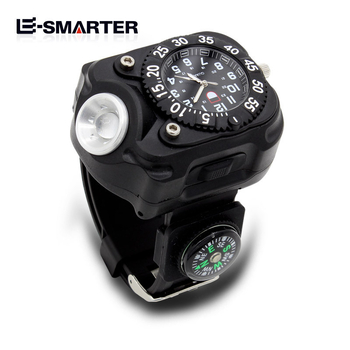 Csuklóra viselhető LED zseblámpa, 5W teljesítmény, 2400 mAh újratölthető akkumulátor, ABS test, hatótávolság 50–100 m