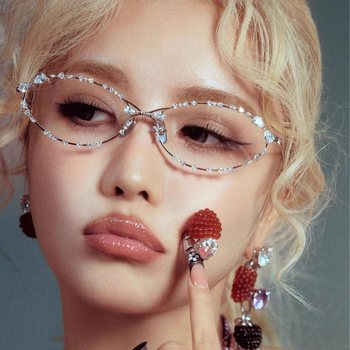 Ovalios formos akiniai nuo saulės su metaliniu rėmeliu, deimantinio kaspino dizainas, padengti lęšiai, lęšio storis 1.0 mm, skaidrumas 99%, modelis 7631