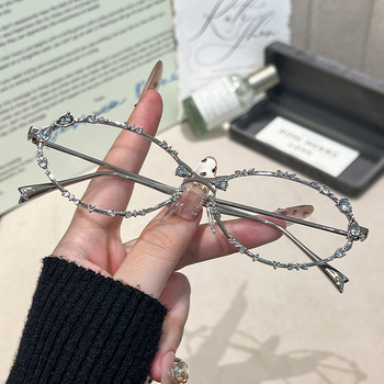 Ovalios formos akiniai nuo saulės su metaliniu rėmeliu, deimantinio kaspino dizainas, padengti lęšiai, lęšio storis 1.0 mm, skaidrumas 99%, modelis 7631