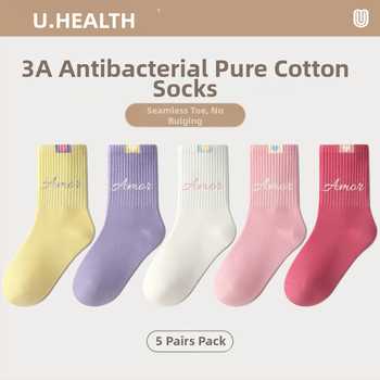 Laste puuvillased sokid kevadise ja sügises, keskmise pikkusega, triibulised, Jacquard kootud, hingavad ja antibakteriaalsed