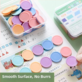 Matemaatika õppe-diskid 1. klassile: loendamine ja geomeetrilised kujundid, plastikust münid, Modian, kood Jyb-126bm, vanus 7–14, mitteelektriline