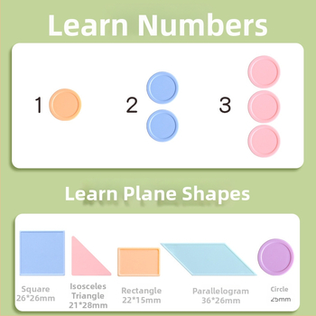 Matemaatika õppe-diskid 1. klassile: loendamine ja geomeetrilised kujundid, plastikust münid, Modian, kood Jyb-126bm, vanus 7–14, mitteelektriline