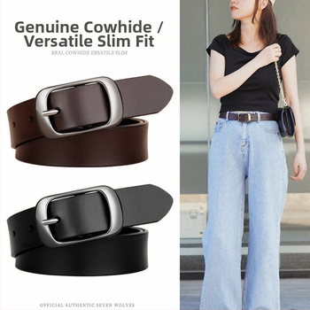 Moteriška natūralios odos juosta, paprastas ir stilingos dizainas, sagtis iš lydinio, užsegimas smeigtuku, universalus mados aksesuaras