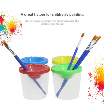 Daugybinio naudojimo nepralaidus nešiojamas teptukų plovimo puodelis su spalvų palete