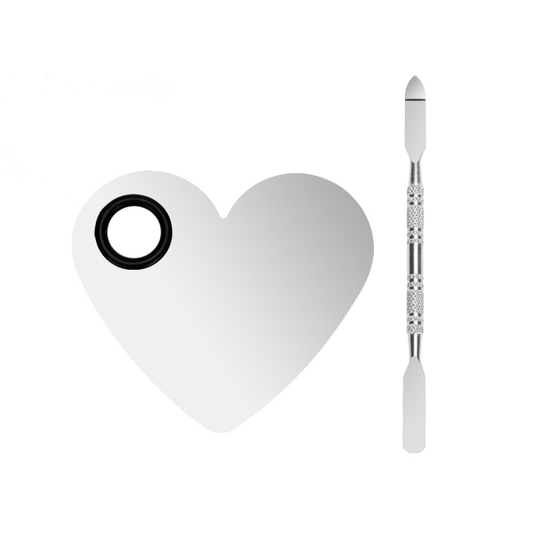 Δαχτυλίδι παλέτας από ανοξείδωτο ατσάλι σε σχήμα καρδιάς – παλέτα μακιγιάζ με εφαρμοστή βάσης και επιλογέα, 54 g, Dingsheng