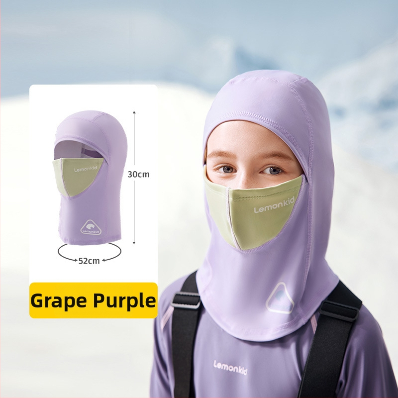 Vaikų slidinėjimo galvos apdangalas su veido kauke — vėjuotas ir šiltas, lauko sportui: dviračių sportas ir žiemos sportai; audinys: spandex/lycra; unisex